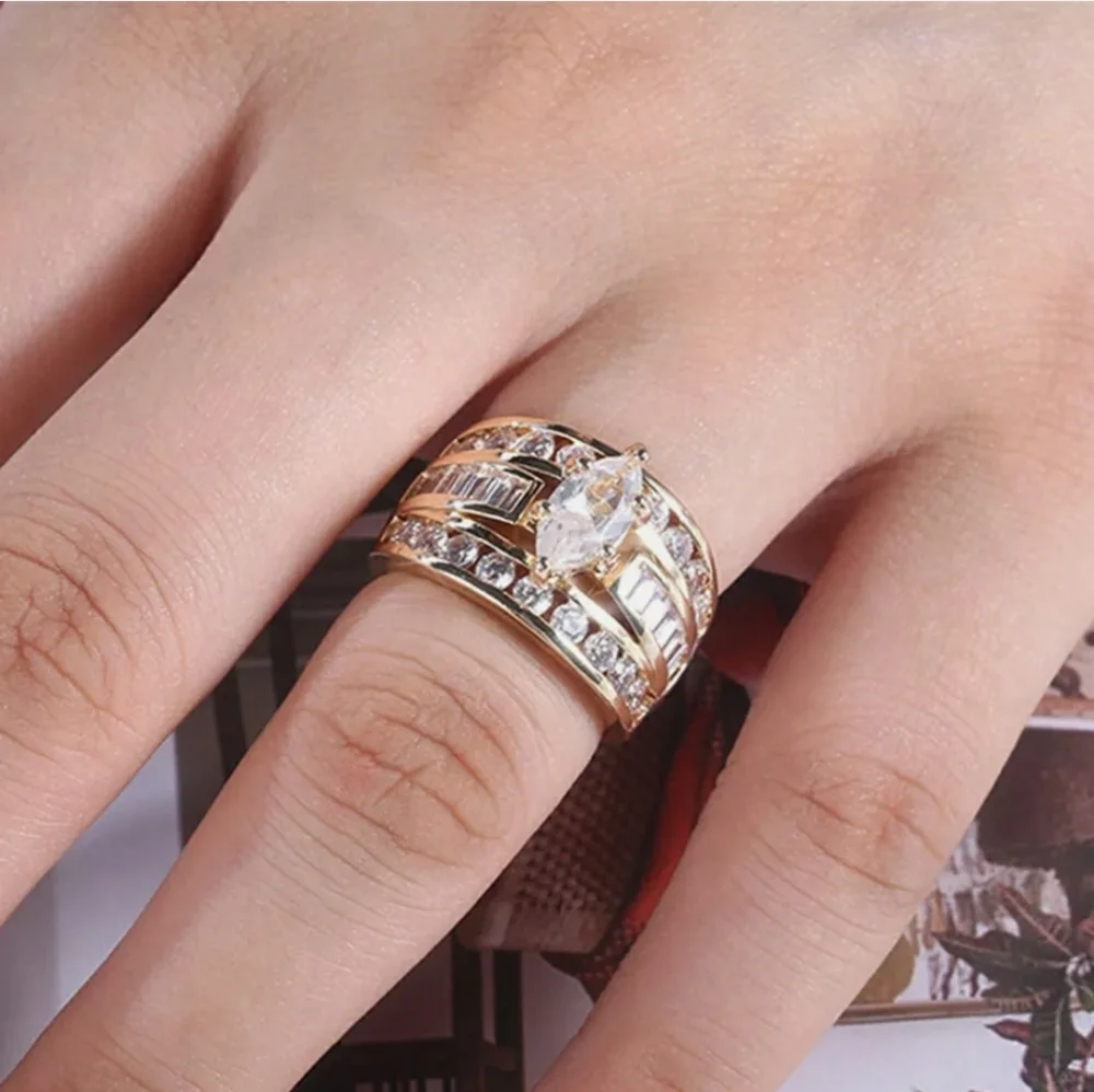 FINAL SALE Gold Plt. White Sapphire Lab Simulated Diamond Ring - Picture 4 of 4